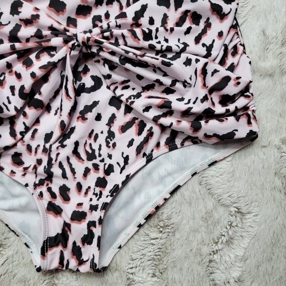 Grace Karin Pink Cheetah Leopard High Rise One Shoulder Bikini Swimsuit NWT Sz M - Picture 8 of 13